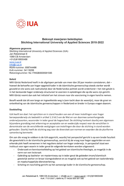 Beleisplan 2018 - 2022